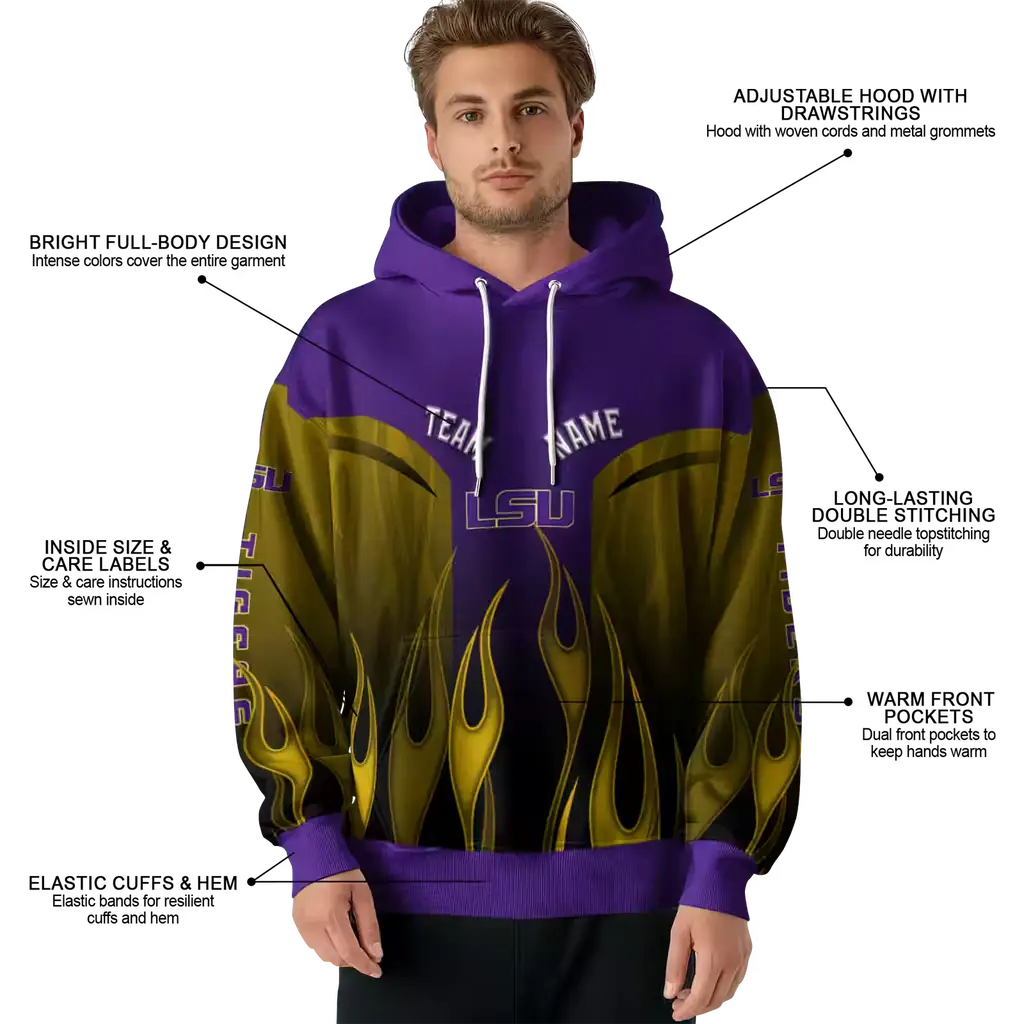 personalized lsu tigers flame design purple hoodie latest model personalized lsu tigers flame design purple hoodie latest model