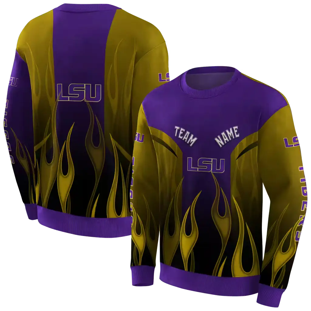 personalized lsu tigers flame design purple hoodie premium grade personalized lsu tigers flame design purple hoodie premium grade