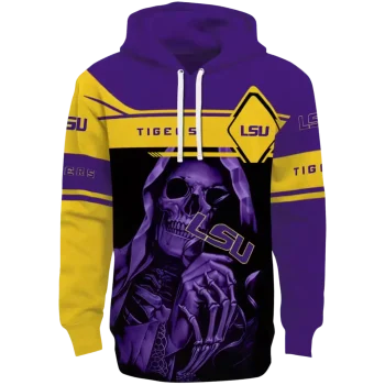 personalized lsu tigers grim reaper purple black hoodie best selling