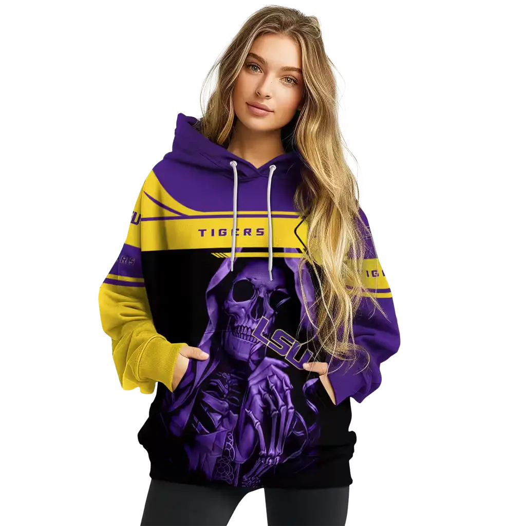 personalized lsu tigers grim reaper purple black hoodie high quality personalized lsu tigers grim reaper purple black hoodie high quality