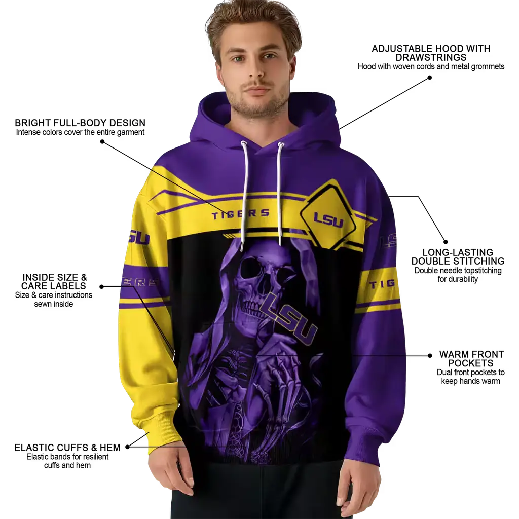 personalized lsu tigers grim reaper purple black hoodie latest model personalized lsu tigers grim reaper purple black hoodie latest model