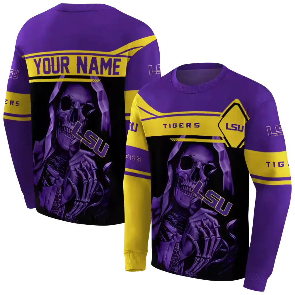 personalized lsu tigers grim reaper purple black hoodie premium grade personalized lsu tigers grim reaper purple black hoodie premium grade