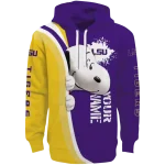 personalized lsu tigers peeking snoopy purple hoodie best selling