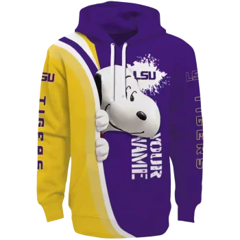 personalized lsu tigers peeking snoopy purple hoodie best selling