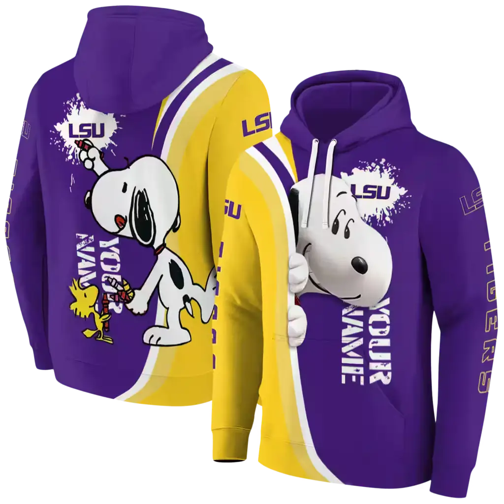 personalized lsu tigers peeking snoopy purple hoodie fashion forward personalized lsu tigers peeking snoopy purple hoodie fashion forward