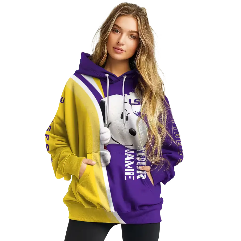 personalized lsu tigers peeking snoopy purple hoodie high quality personalized lsu tigers peeking snoopy purple hoodie high quality