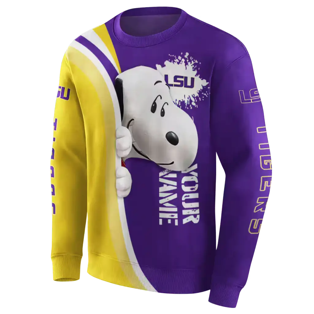 personalized lsu tigers peeking snoopy purple hoodie new arrival personalized lsu tigers peeking snoopy purple hoodie new arrival
