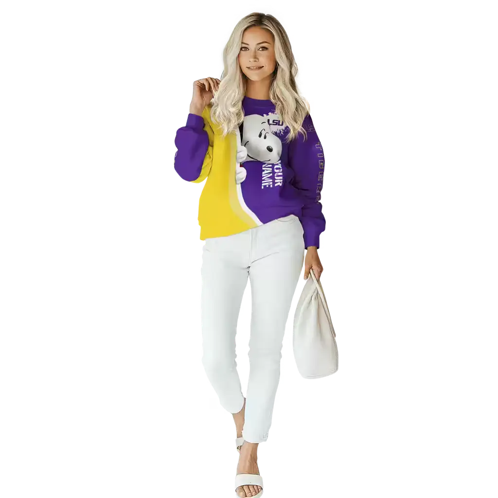 personalized lsu tigers peeking snoopy purple hoodie trendy personalized lsu tigers peeking snoopy purple hoodie trendy