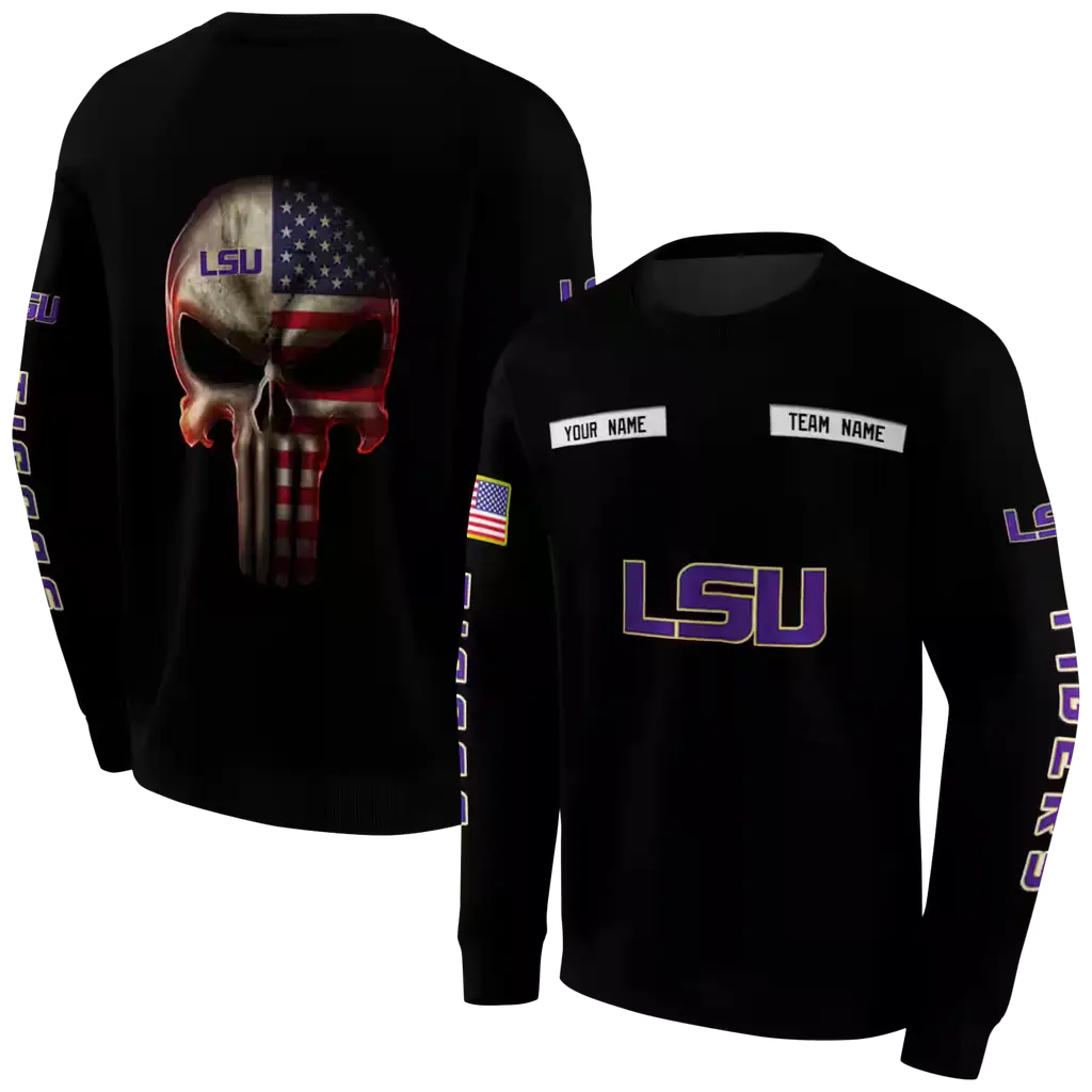 personalized lsu tigers punisher skull black hoodie premium grade personalized lsu tigers punisher skull black hoodie premium grade
