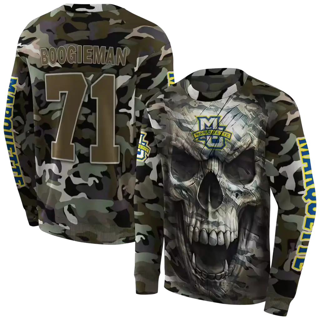 personalized marquette golden eagles camo skull hoodie premium grade personalized marquette golden eagles camo skull hoodie premium grade