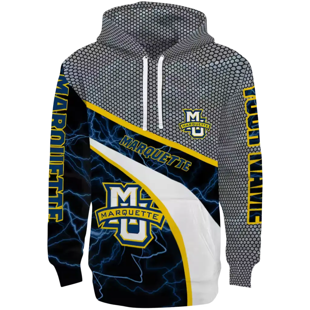 personalized marquette golden eagles hexagonal mesh blue black gray hoodie best selling personalized marquette golden eagles hexagonal mesh blue black gray hoodie best selling