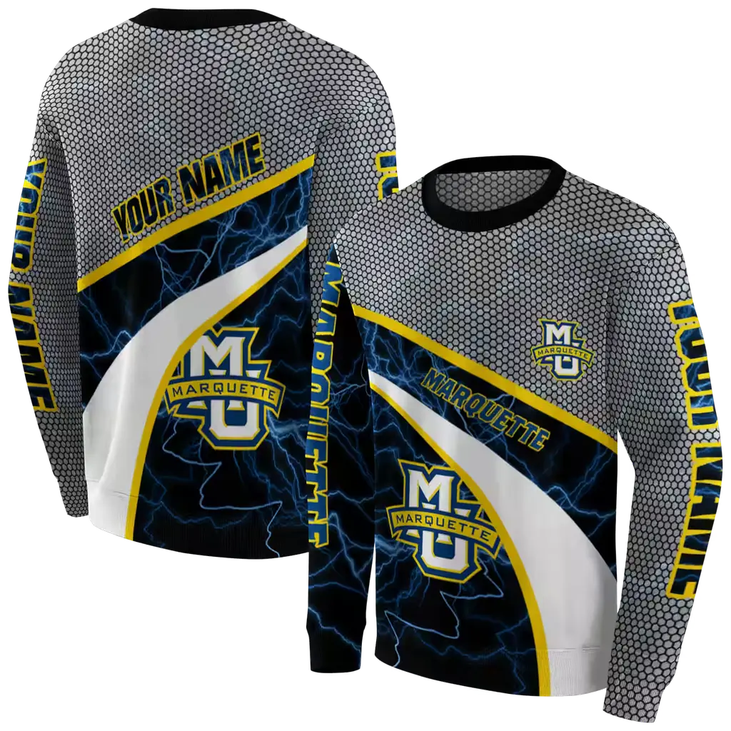 personalized marquette golden eagles hexagonal mesh blue black gray hoodie premium grade personalized marquette golden eagles hexagonal mesh blue black gray hoodie premium grade