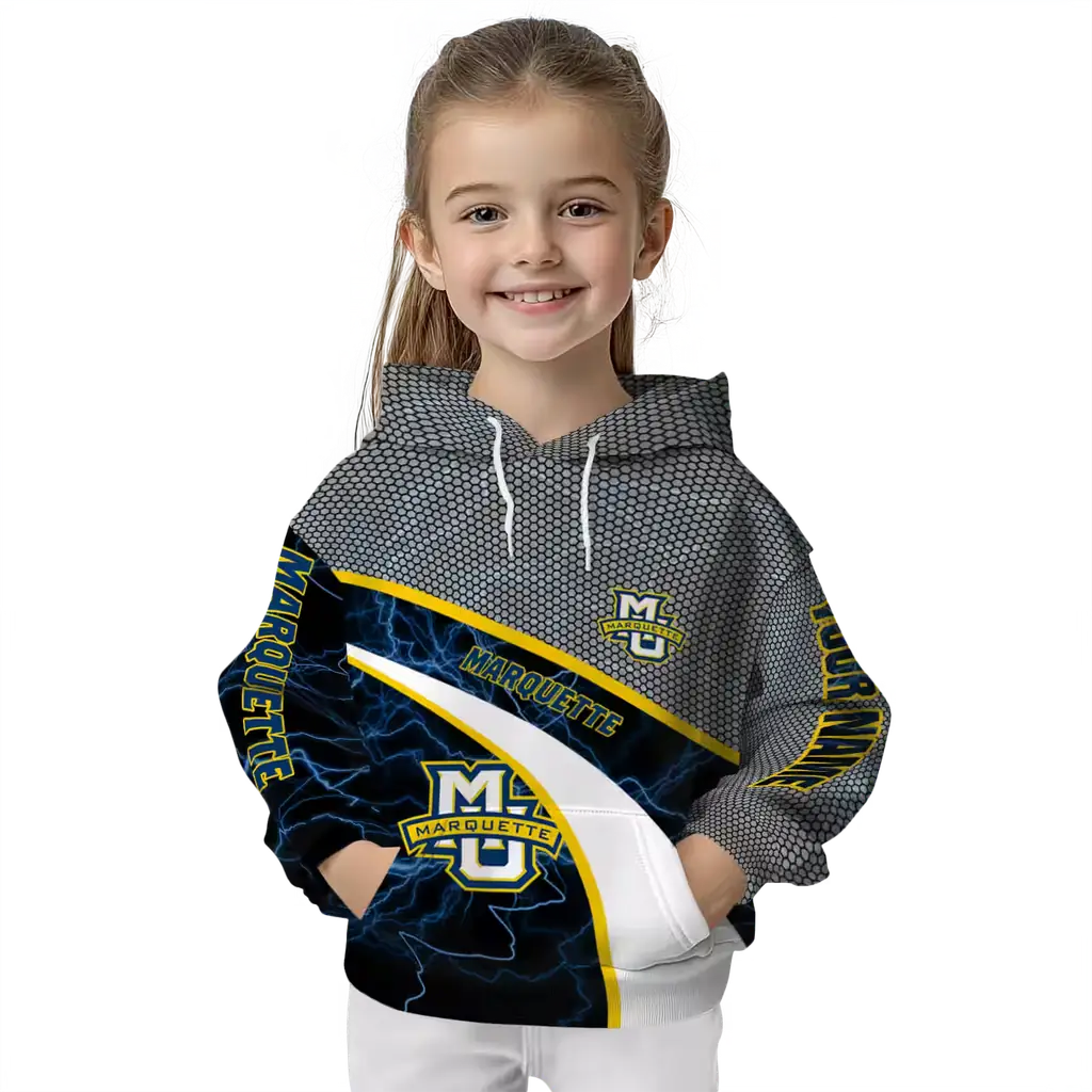 personalized marquette golden eagles hexagonal mesh blue black gray hoodie top rated personalized marquette golden eagles hexagonal mesh blue black gray hoodie top rated