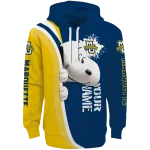 personalized marquette golden eagles peeking snoopy blue hoodie best selling