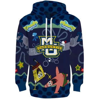 personalized marquette golden eagles spongebob patrick star blue navy hoodie best selling