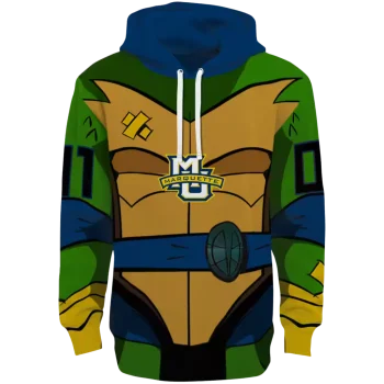 personalized marquette golden eagles superhero armor blue green hoodie best selling