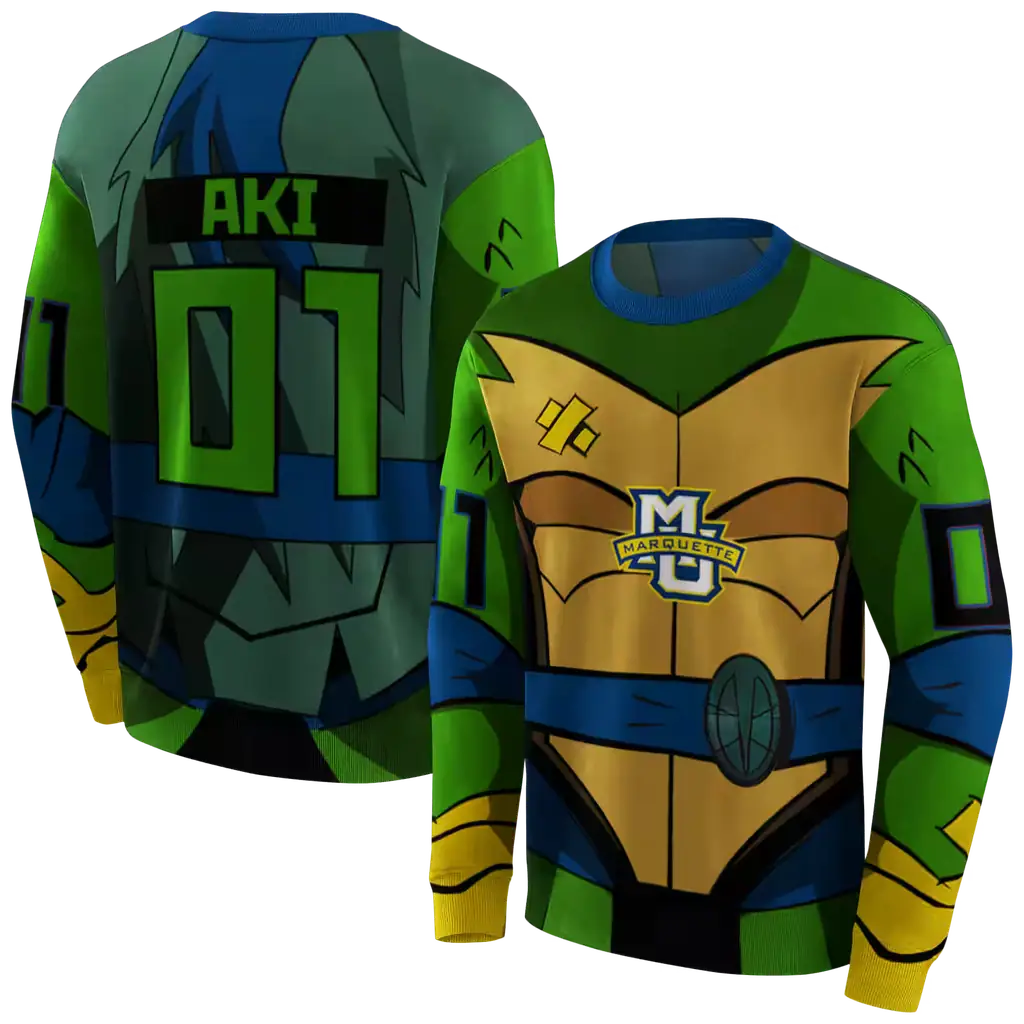 personalized marquette golden eagles superhero armor blue green hoodie premium grade personalized marquette golden eagles superhero armor blue green hoodie premium grade