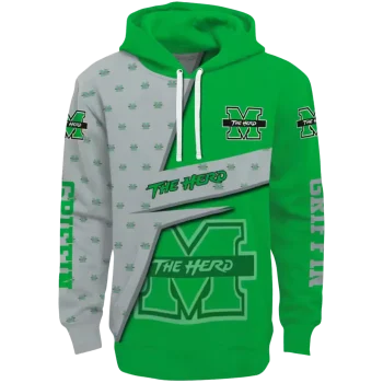 personalized marshall thundering herd abstract shape green hoodie best selling