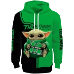 personalized marshall thundering herd baby yoda green black hoodie best selling