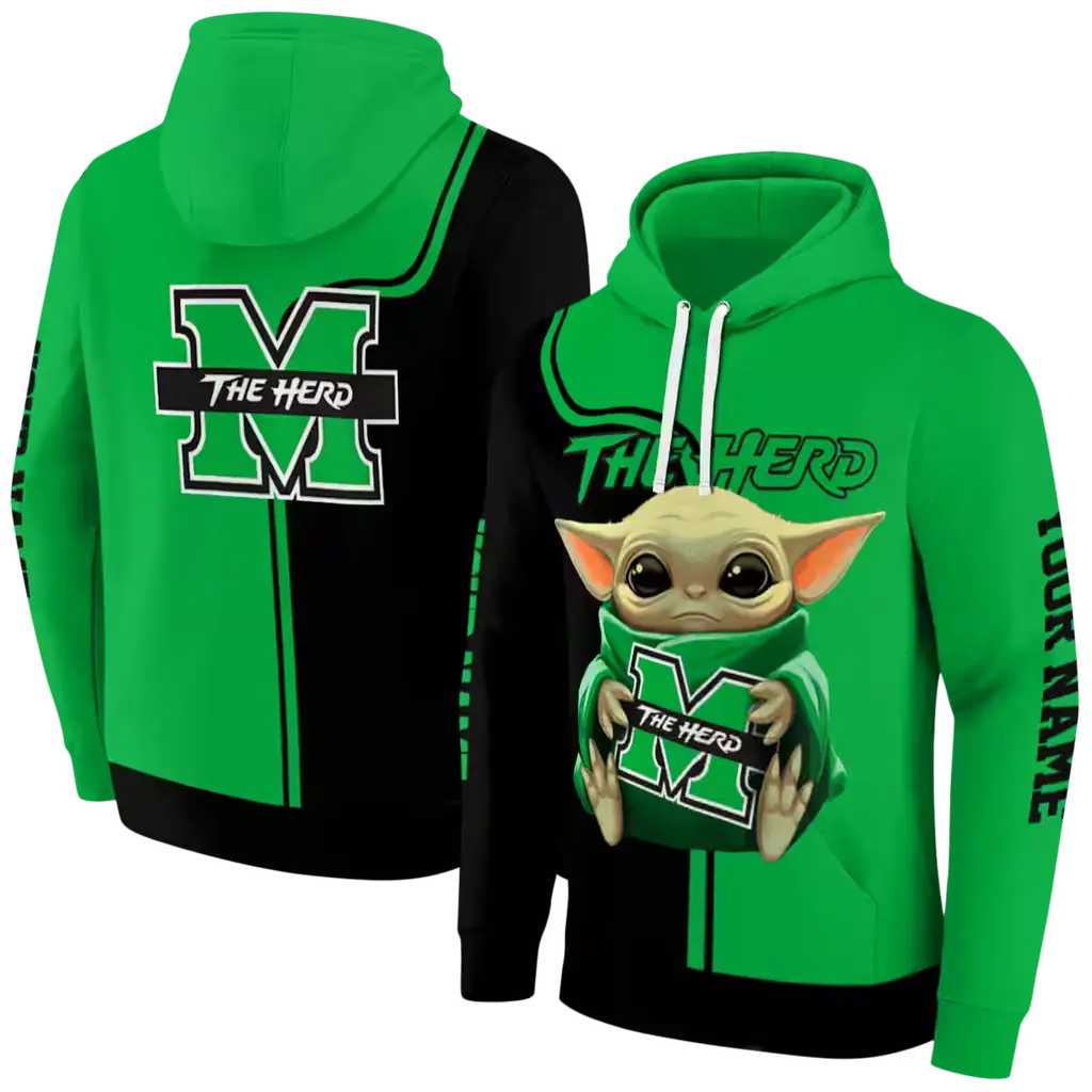personalized marshall thundering herd baby yoda green black hoodie fashion forward personalized marshall thundering herd baby yoda green black hoodie fashion forward