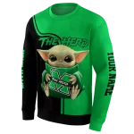 personalized marshall thundering herd baby yoda green black hoodie best selling