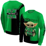 personalized marshall thundering herd baby yoda green black hoodie best selling