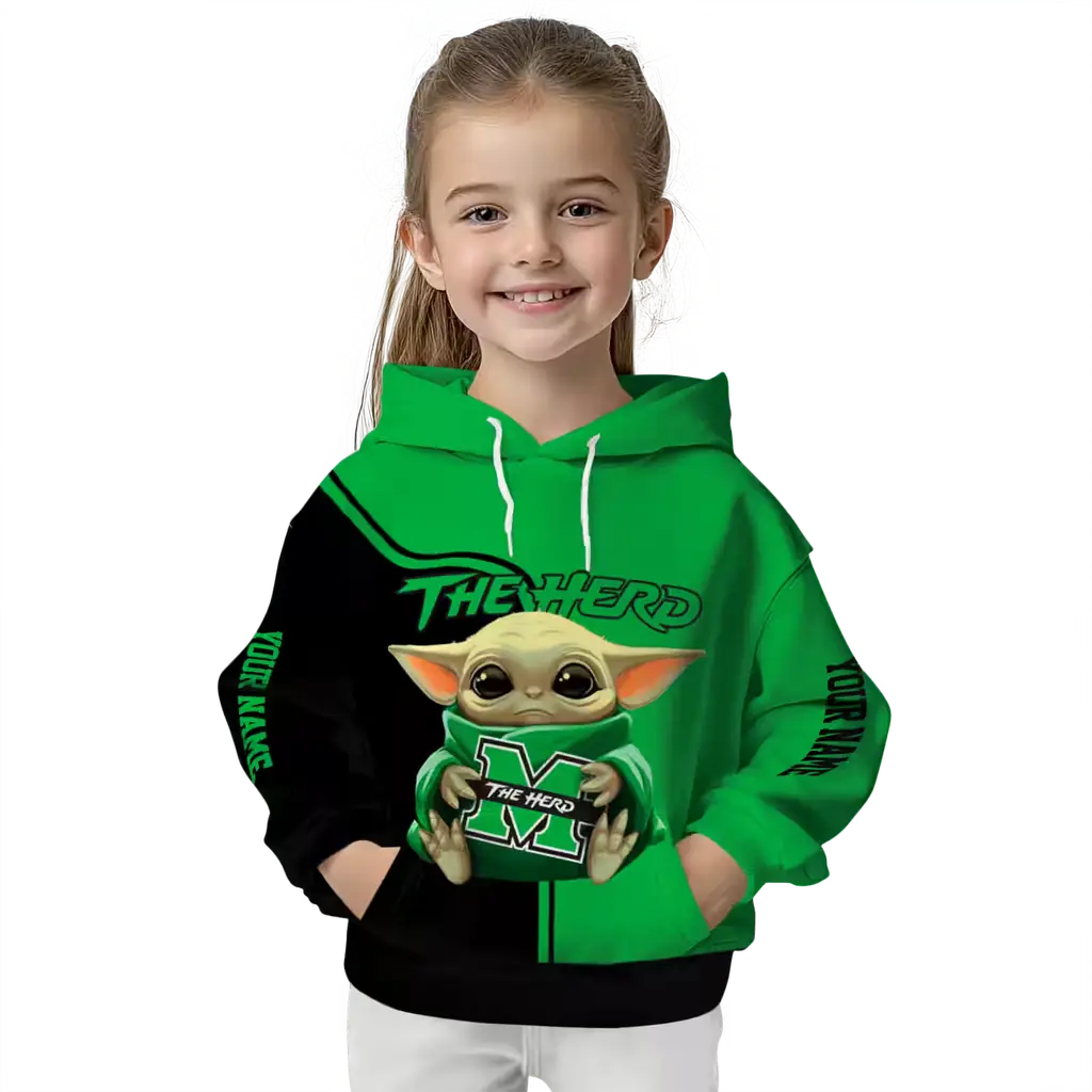 personalized marshall thundering herd baby yoda green black hoodie top rated personalized marshall thundering herd baby yoda green black hoodie top rated