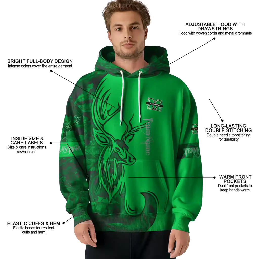 personalized marshall thundering herd deer silhouette green hoodie latest model personalized marshall thundering herd deer silhouette green hoodie latest model