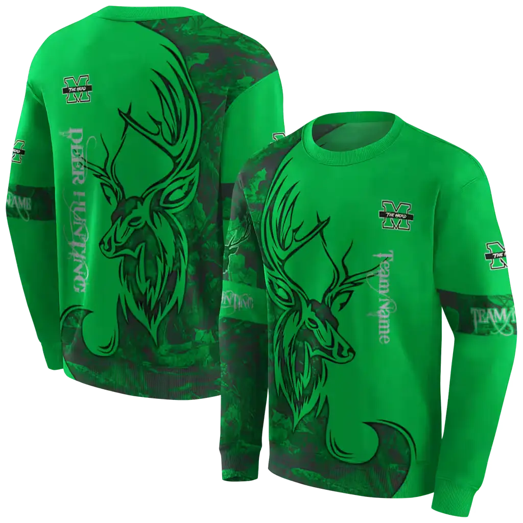 personalized marshall thundering herd deer silhouette green hoodie premium grade personalized marshall thundering herd deer silhouette green hoodie premium grade