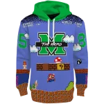 personalized marshall thundering herd mario blue black hoodie best selling