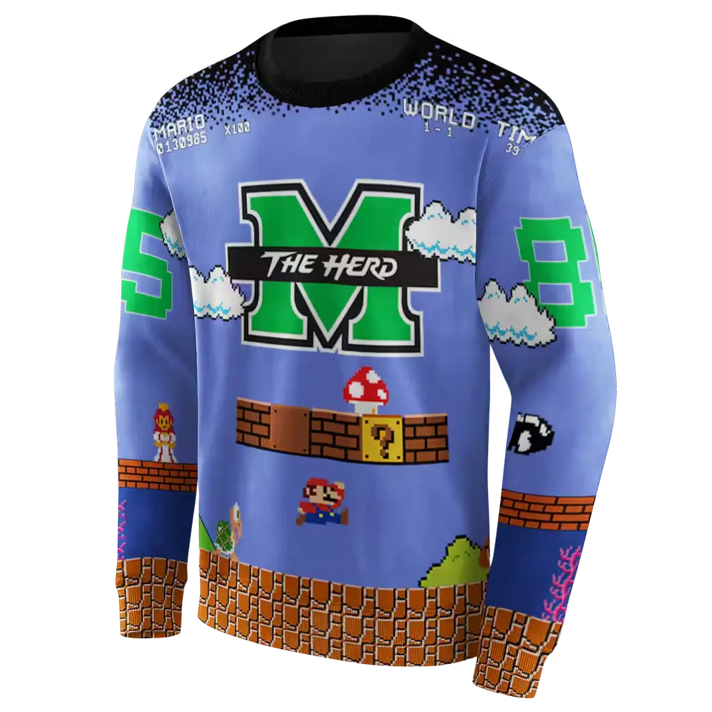 personalized marshall thundering herd mario blue black hoodie new arrival personalized marshall thundering herd mario blue black hoodie new arrival