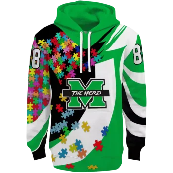personalized marshall thundering herd puzzle pieces green hoodie best selling