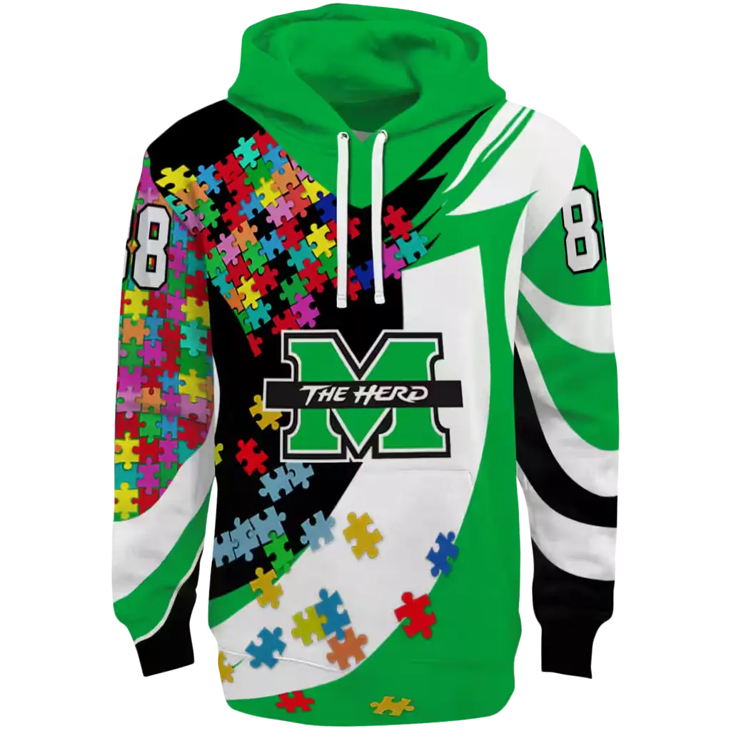personalized marshall thundering herd puzzle pieces green hoodie best selling personalized marshall thundering herd puzzle pieces green hoodie best selling
