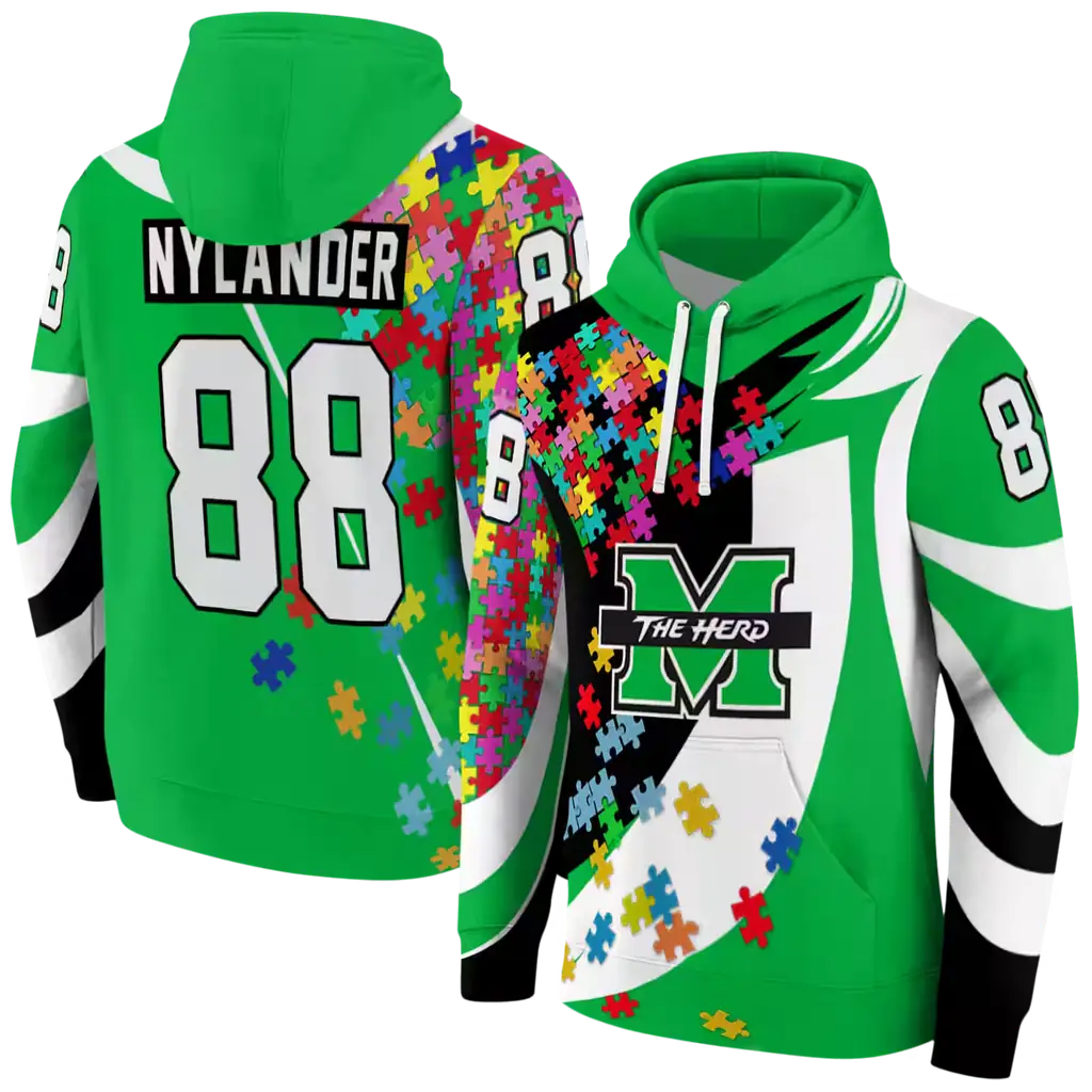 personalized marshall thundering herd puzzle pieces green hoodie fashion forward personalized marshall thundering herd puzzle pieces green hoodie fashion forward