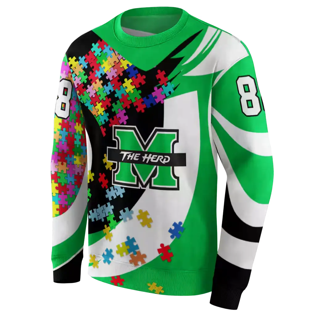 personalized marshall thundering herd puzzle pieces green hoodie new arrival personalized marshall thundering herd puzzle pieces green hoodie new arrival