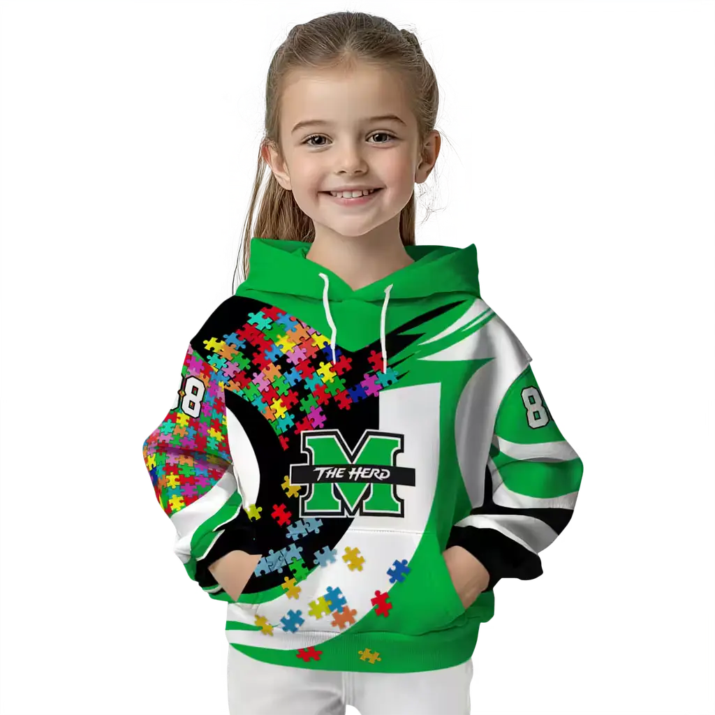 personalized marshall thundering herd puzzle pieces green hoodie top rated personalized marshall thundering herd puzzle pieces green hoodie top rated
