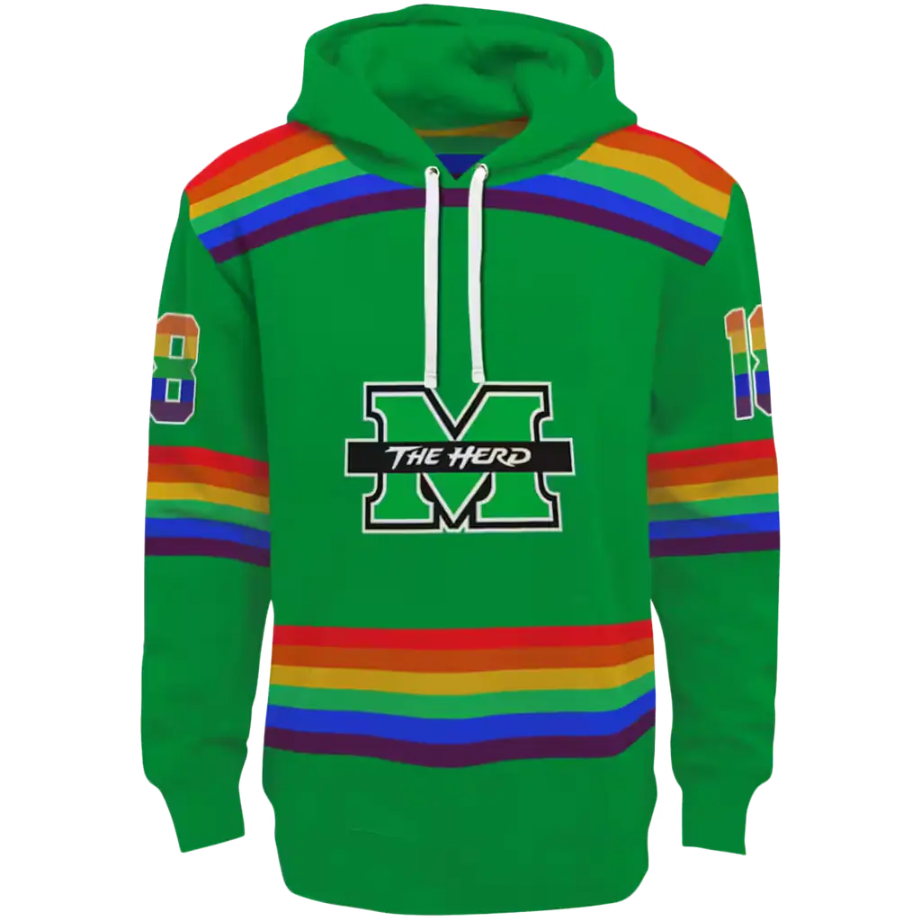 personalized marshall thundering herd rainbow stripes green hoodie best selling personalized marshall thundering herd rainbow stripes green hoodie best selling