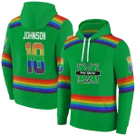 personalized marshall thundering herd rainbow stripes green hoodie best selling