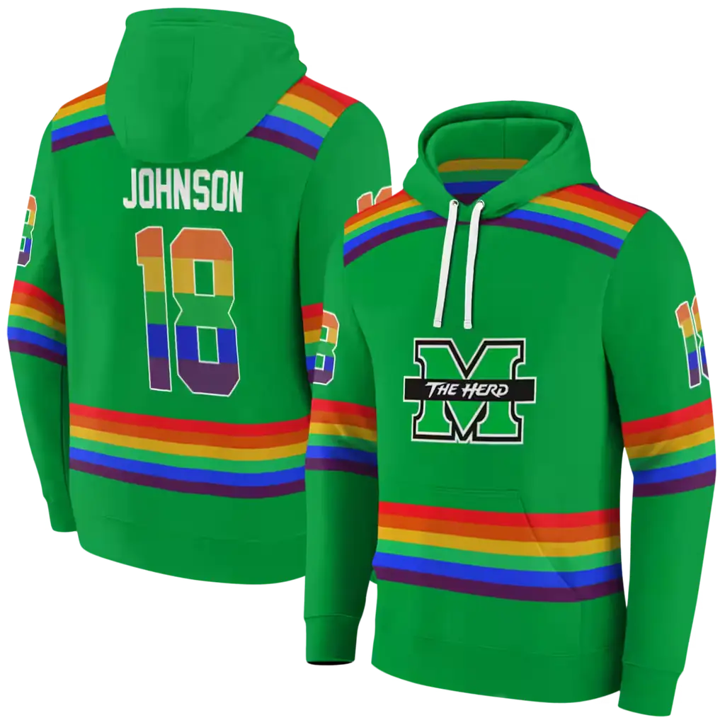 personalized marshall thundering herd rainbow stripes green hoodie fashion forward personalized marshall thundering herd rainbow stripes green hoodie fashion forward