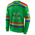 personalized marshall thundering herd rainbow stripes green hoodie best selling