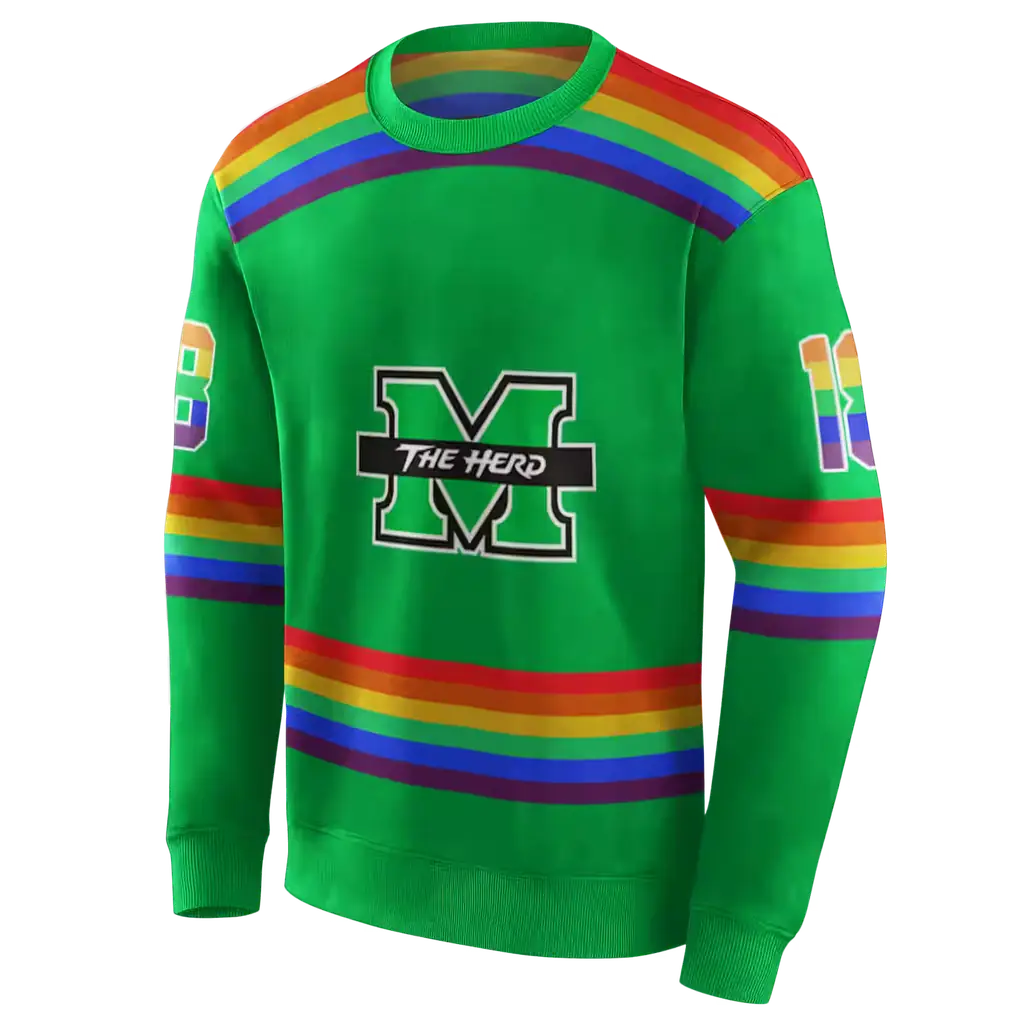 personalized marshall thundering herd rainbow stripes green hoodie new arrival personalized marshall thundering herd rainbow stripes green hoodie new arrival