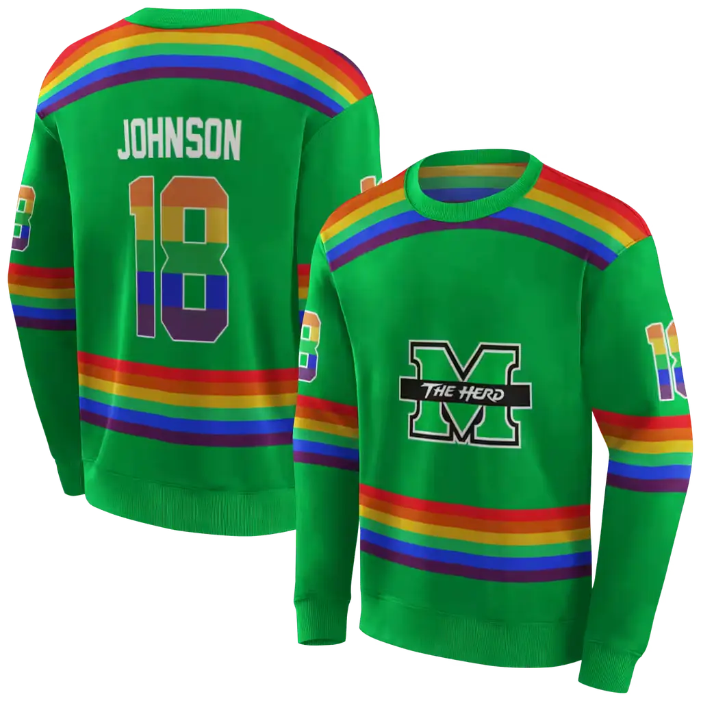 personalized marshall thundering herd rainbow stripes green hoodie premium grade personalized marshall thundering herd rainbow stripes green hoodie premium grade
