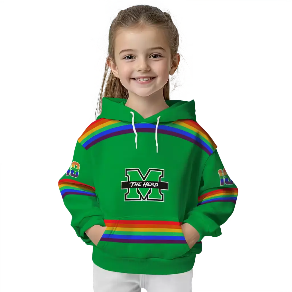 personalized marshall thundering herd rainbow stripes green hoodie top rated personalized marshall thundering herd rainbow stripes green hoodie top rated