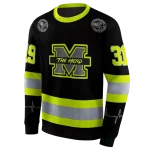 personalized marshall thundering herd safety motif black neon green hoodie best selling