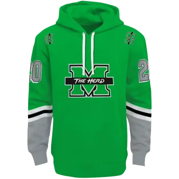 personalized marshall thundering herd striped sleeves green hoodie best selling