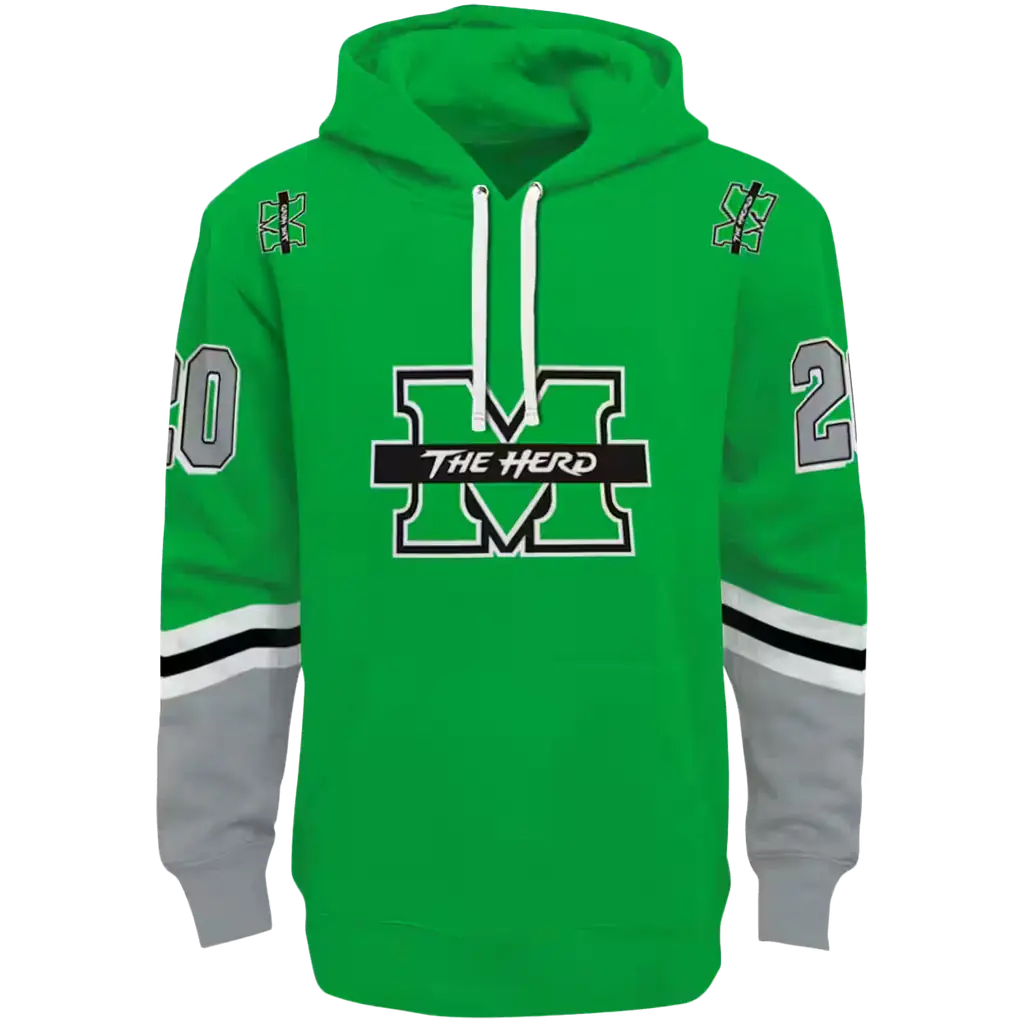 personalized marshall thundering herd striped sleeves green hoodie best selling personalized marshall thundering herd striped sleeves green hoodie best selling