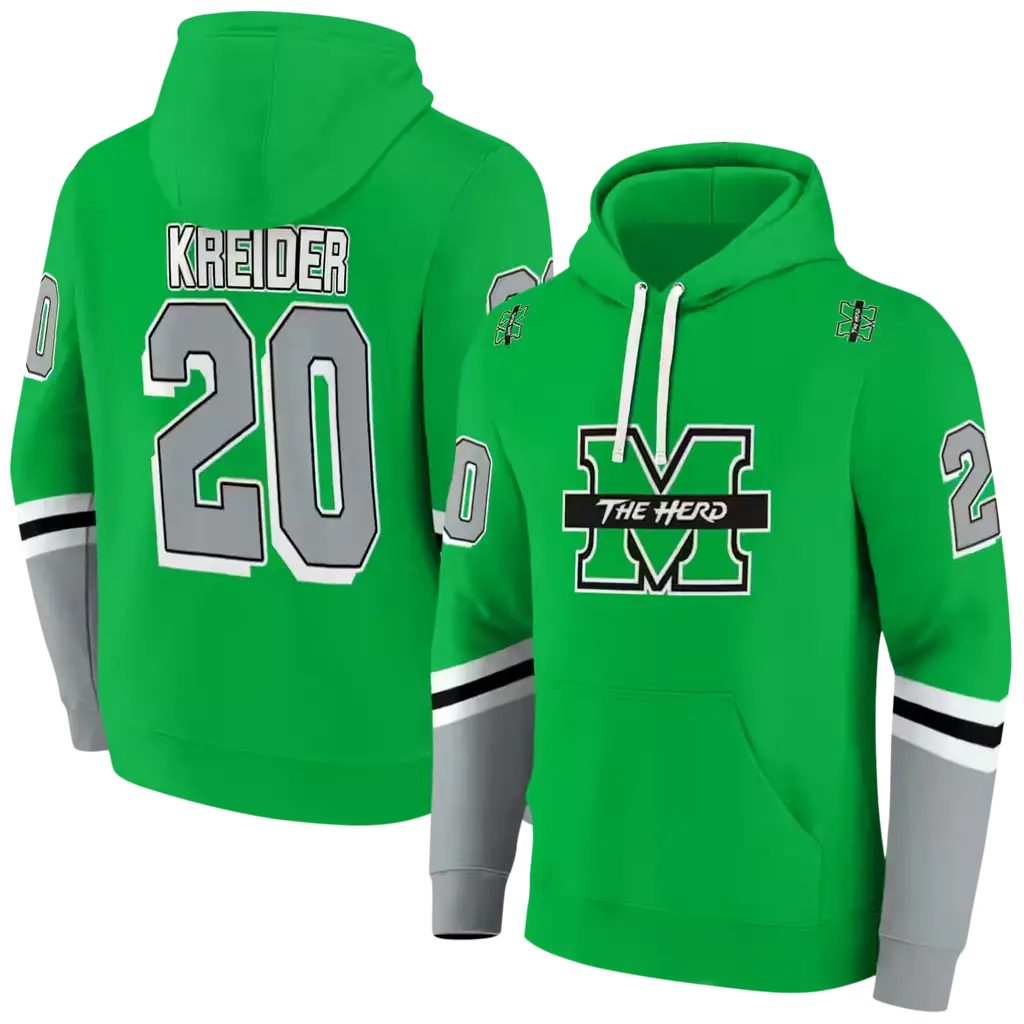 personalized marshall thundering herd striped sleeves green hoodie fashion forward personalized marshall thundering herd striped sleeves green hoodie fashion forward