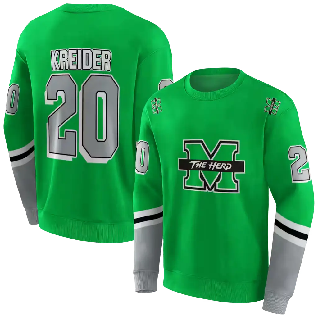 personalized marshall thundering herd striped sleeves green hoodie premium grade personalized marshall thundering herd striped sleeves green hoodie premium grade