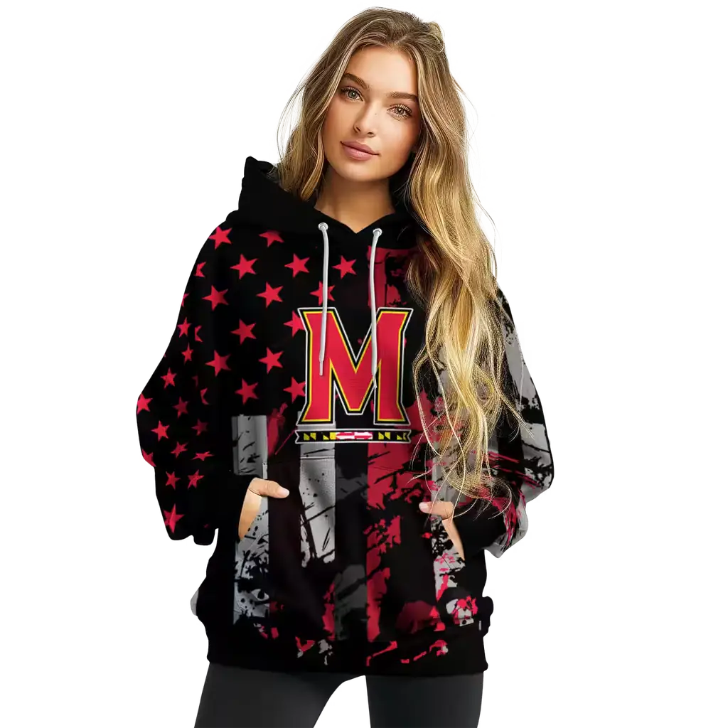 personalized maryland terrapins distressed flag red black hoodie high quality personalized maryland terrapins distressed flag red black hoodie high quality