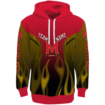 personalized maryland terrapins flame design red hoodie best selling